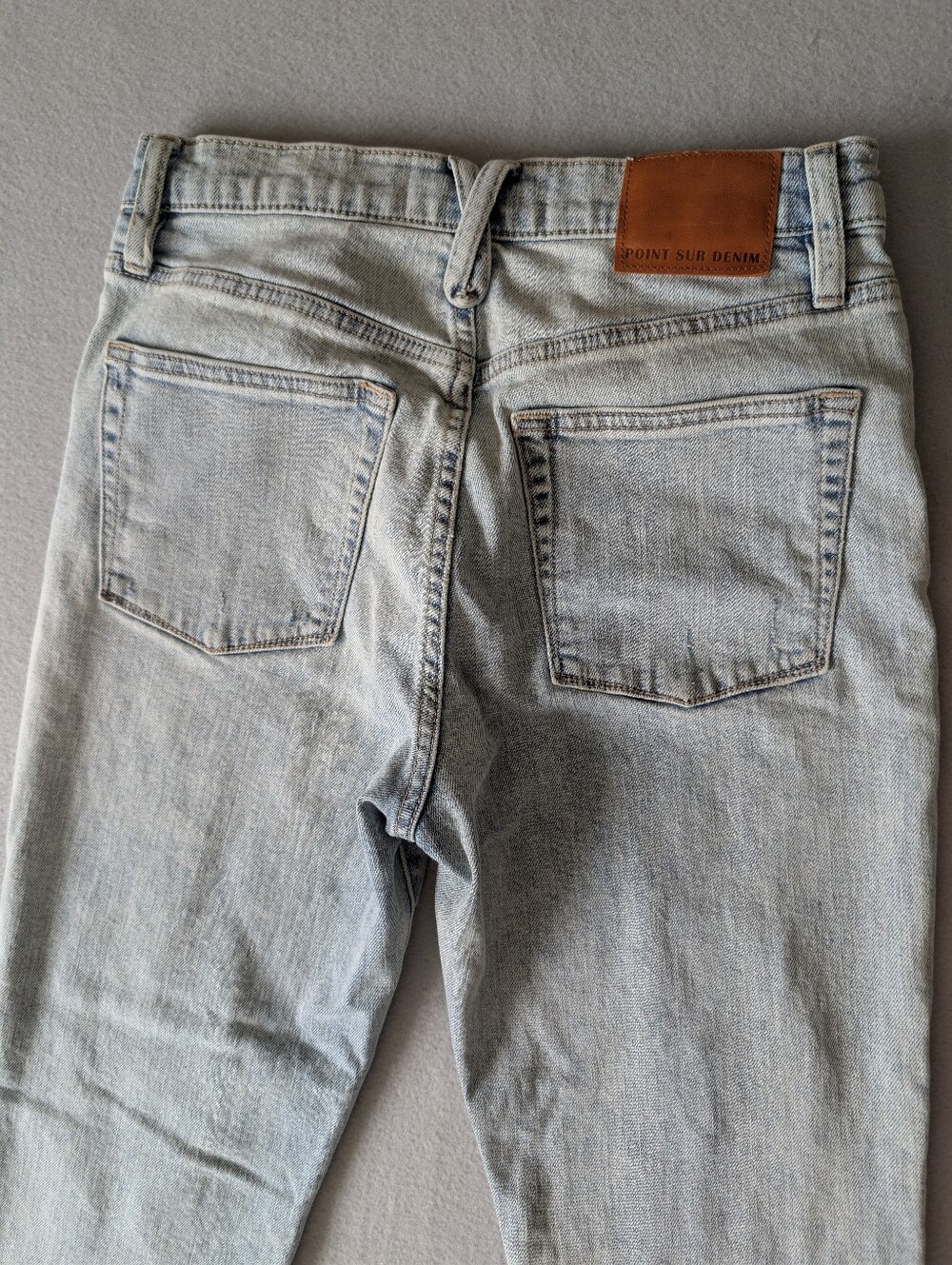Point Sur High Rise Distressed Patches Light Wash Slim Boy Women's Jeans Sz 27P image 4